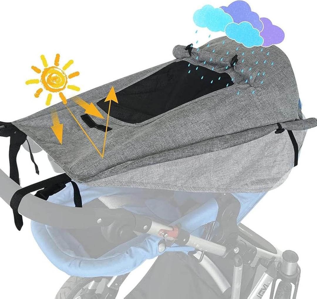 Stroller Sun Shade - UPF 50+ Universal Stroller UV Protection Cover for Baby with See Through, Waterproof Sun Cover for Stroller, Stroller Sunshade Extender, Joggers & Stroller Accessories for UV