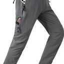 TBMPOY Men's Lightweight Hiking Pants with Belt 5 Zip Pockets Waterproof Quick-Dry Travel Fishing Work Outdoor Pants, Medium 
