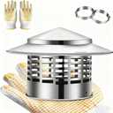 3/4/6/8 Inch Chimney Cap, Round Roof Rain Chimney Cover, 304 Stainless Steel Cone Top Chimney Cap with Screen, Chimney Cover for Vents, Rain Cap (8 inch New)