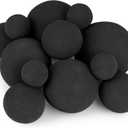 Stanbroil 12 Pack Ceramic Fire Balls, Mixed of 4 Size Fireplace Balls, Modern Accessory for Indoor or Outdoor Fire Pits Fire Bowl and Fireplace, Black