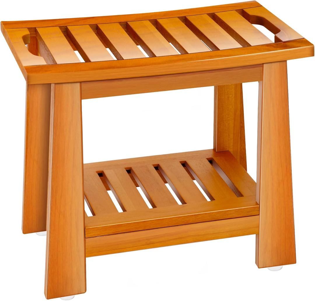 21 Inchs Shower Bench with Handle, Spa Shower Chair 400 lbs Capacity, Storage for Inside Shower Storage