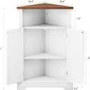 Smuxee Bathroom Corner Storage Cabinet, Farmhouse Floor Corner Cabinet with Barn Door and Adjustable Shelf, White Narrow Cabinet Organizer for Bathroom, Living Room, Kitchen