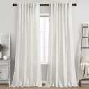 Nanspring Cream Linen Back Tab Curtains 86 Inch Length for Living Room 2 Panel Set Farmhouse Window Semi Sheer Linen Drapes Rustic Pinch Curtain for Bedroom 52X86 (Natural)