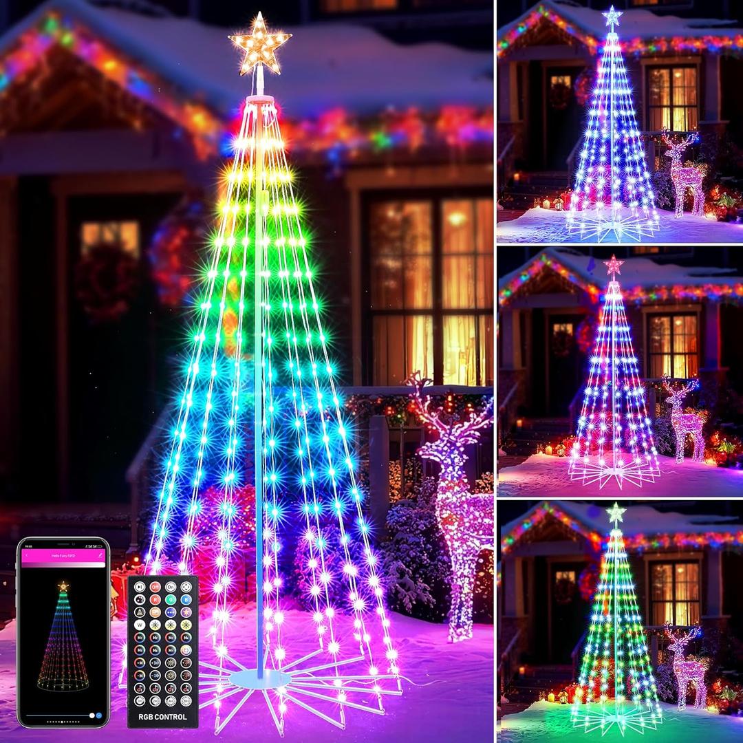 Joomer Christmas Tree Star Lights, 8FT 340LED Smart Orange Purple Light with Remote Timer Music Sync Bluetooth App Controlled RGB Color Changing Lights for Christmas Halloween Decoration