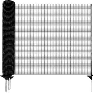 HIDALIFE Temporary Fence with Posts,Safety Barrier for Dog Snow Plastic Mesh Fencing with Fiberglass Stake Windbreak Rope,Movable Fencing Roll for Garden Backyard Outdoor Animal Protect (3'50' black)