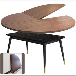 Large Round Foldable Table Top, 59 Diameter Portable Dining Table Extender Top, No Legs Wooden Round Table Tops Only, for Round Table and Square Table (Walnut, 59in)