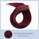 #99J Burgundy Tape in Extensions Human Hair 12 Inch Wine Red Straight Tape in Seamless Extensions Real Human Hair Skin Weft Seamless Invisible Unprocessed Virgin Remy Hair 45g 10 Pcs