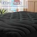 ELVEN HOME King Mattress Pad for Back & Hip Pain Relief, Pillow Top Cooling Bed Topper Quilted Fitted, Hotel Quality Deep Pocket Soft King Mattress Protector Cover Washable (78x80 inch, Black)