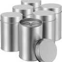 Zopeal 6 Pack Tea Tin Canister with Airtight Double Lids 12 oz Can Box Canister for Loose Leaf Tea Storage Bag Container Portable Small Kitchen for Coffee Sugar Pantry Camping, Silver
