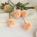 Floroom 5pcs Apricot Peach Faux Silk Mums Artificial Flowers, Bulk Fake Small Mini Chrysanthemums with Stems for DIY Wedding Centerpieces Floral Arrangements Vase Fillers Home Decorations