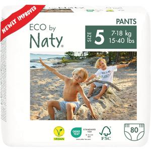 Eco by Naty Pull Ups - Hypoallergenic and Chemical-Free Training Pants, Highly Absorbent and Eco Friendly Pull Ups for Boys and Girls - Size (5) 3T-4T (26-40 lbs)  80 Count
