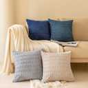Softalker Throw Pillow Covers 18x18 Inch, Set of 4, Corduroy Soft Striped Farmhouse Boho Pillow Cover, Modern Decorative Cushion Pillow Case for Couch Sofa Bedroom Living Room