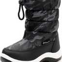 Apakowa Kids Boys Girls Cold Weather Water Resistant Winter Snow Boots (Toddler/Little Kid/Big Kid) (Grey/Black) Size 23
