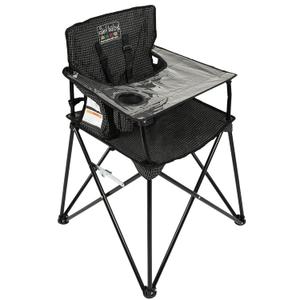Ciao! Baby Portable High Chair for Babies and Toddlers, Fold Up Outdoor Travel Seat with Tray and Carry Bag for Camping, Picnics, Beach Days, Sporting Events, and More (Black Check)