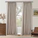 Burlywood Birch 94 Inch Long Blackout Curtains Thick Linen Pinch Pleated Curtains 2 Panels for Bedroom Living Room Darkening Light Blocking Energy Saving Pinch Pleat Back Tab 94 Inch Window Drapes