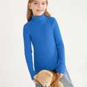 Girls Sweaters Kids Long Sleeve Turtleneck Pullover Jumper Tops (Blue)