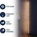 JONATHAN Y 59.5" Chrome Modern LED Integrated Floor Lamp for Living Room, Slim Minimalist Standing Lamp for Bedroom Office, 3000K Warm Light, Foot Switch, ETL Listed JYL7007A