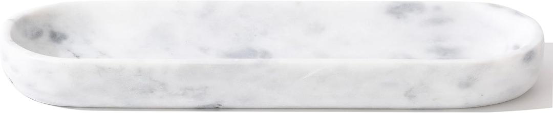 10.6" Decorative Bowl for Home, Natural Marble Tray Key Bowl, Decor Tray for Kitchen Counter, Bathroom Countertop, Natural White