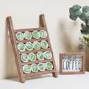 GENMOUS Wood K Cups Holder for Countertop, Farmhouse Coffee Pod Holder with Coffee Bar Decor Sign, Rustic K cup Organizer for Home Kitchen Storage, Station Organizer Accessories Brown