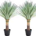 23.6inch Artificial Agave Plant with 160 Leaves Faux Floor Plant Large Fake Agave Plant with Black Pot, Realistic Artificial Plants for Indoor Porch Home Decor Outdoor Patio Garden(2Pcs)