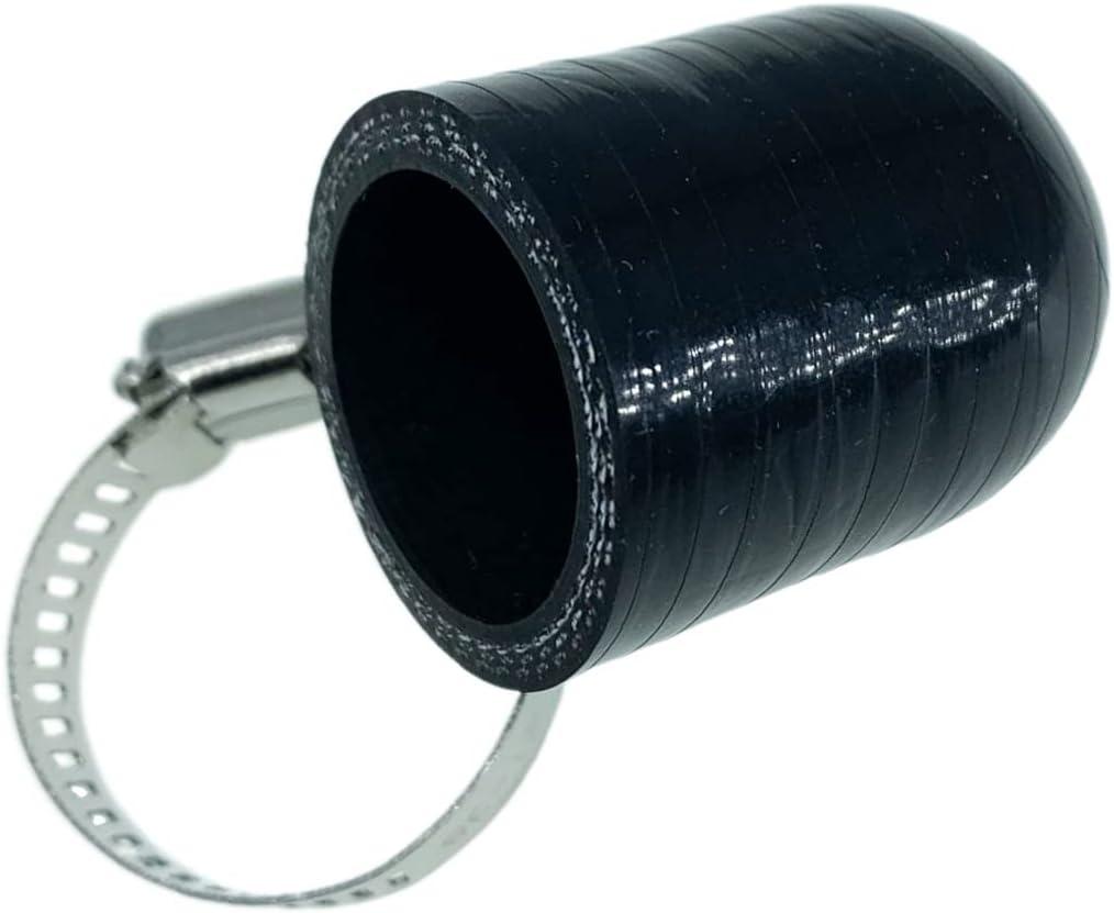 1" (25mm) Black Universal Reinforced Silicone Coolant Cap With Clamp For Bypass Heater Vacuum Water Port Protective End Cap Kit