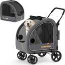 PAWZIDEA 3-in-1 Large Dog Stroller with Detachable Carrier, 45% Extra Tall