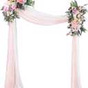 Canlierr Wedding Arch Flowers Kit Pack of 4 Include 2 Pcs Artificial Flower Arrangement and 2 Pcs Chiffon Draping Fabric for Wedding Decor Backdrop Ceremony Bridal Shower Banquet Party(Pink)