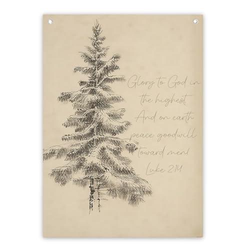 Christmas Tree Art With Scripture, Family Christmas Canvas Hanging Banner, Farm Fresh Trees Decor, Rustic Winter Canvas Print, Winter Holiday Modern Farmhouse Decor, Religious Gifts
