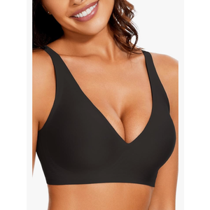 OEAK Women's Deep V Bras Wireless Comfortable Bra Supportive No Underwire Bras T-shirt Push Up Bralettes Plunge Seamless Bra  XL