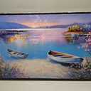 YCPRIMER Large Landscape Wall Art for Living Room,Flowers Picture Canvas Wall Decor,Blue and Purple Decoration Artwork,Lake Framed Painting for Bedroom,Office Decor Size 20x40 Inches