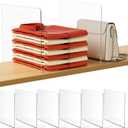 HBlife Acrylic Shelf Dividers for Closet Organization, 6 Pack Clear Sturdy Separate Closet Dividers for Shelves, Adjustable Purse Organizer for Sweater, Shirts, Handbags, Books in Bedroom and Kitchen (10" Tall X 11.29" Deep)