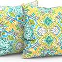 LVTXIII Outdoor/Indoor Pillow Covers, Patio Fade Resistant Throw Pillow Covers ONLY, Waterproof Farmhouse Accent Cushion Cases for Sofa Patio Couch Decoration 18"x18" Set of 2, Damask Green