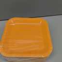 Dandat 100 Pack 7 Inch Graduation Paper Square Plates Appetizer Disposable Cake Plates Disposable Lunch Metallic Foil Dessert Tableware for Birthday Wedding Anniversary Party Supplies (Orange)