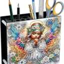 Diamond Painting Brush Holder 13x11cm Angel Pencil Holder Rangement Bureau Pot ?Crayon Arts and Crafts for Adults Porte-Stylo Multifonctionne Gemstone Pen Holder Desk Pencil Storage