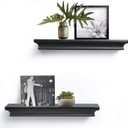 AHDECOR Black Floating Shelves, Modern Wall-Mounted Shelves for Home Decor and Storage in Bedroom, Kitchen, Livingroom and Office, Set of 2