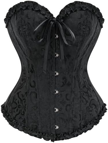 SZIVYSHI Corset Tops for Women, Bustier Shapewear Lingerie, Lace Waist Push Up Bodysuit XS