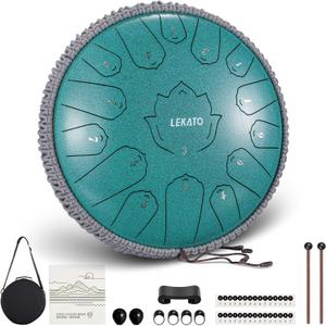 LEKATO Steel Tongue Drum 13 Inch 15 Notes Steel Drum C Key Beginner/Professional Handpan Drum Percussion for Meditation Yoga Musical Education, Best Gift for Familes/Friends