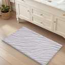LUMI Bathroom Rug, Soft Absorbent Non Slip Bath Mat, Quick Dry Bath Mats, Machine Washable Microfiber Carpet for Modern Shower Room, Bathtub, Minimalist Bathmat, 17"x30", White (Alpine)