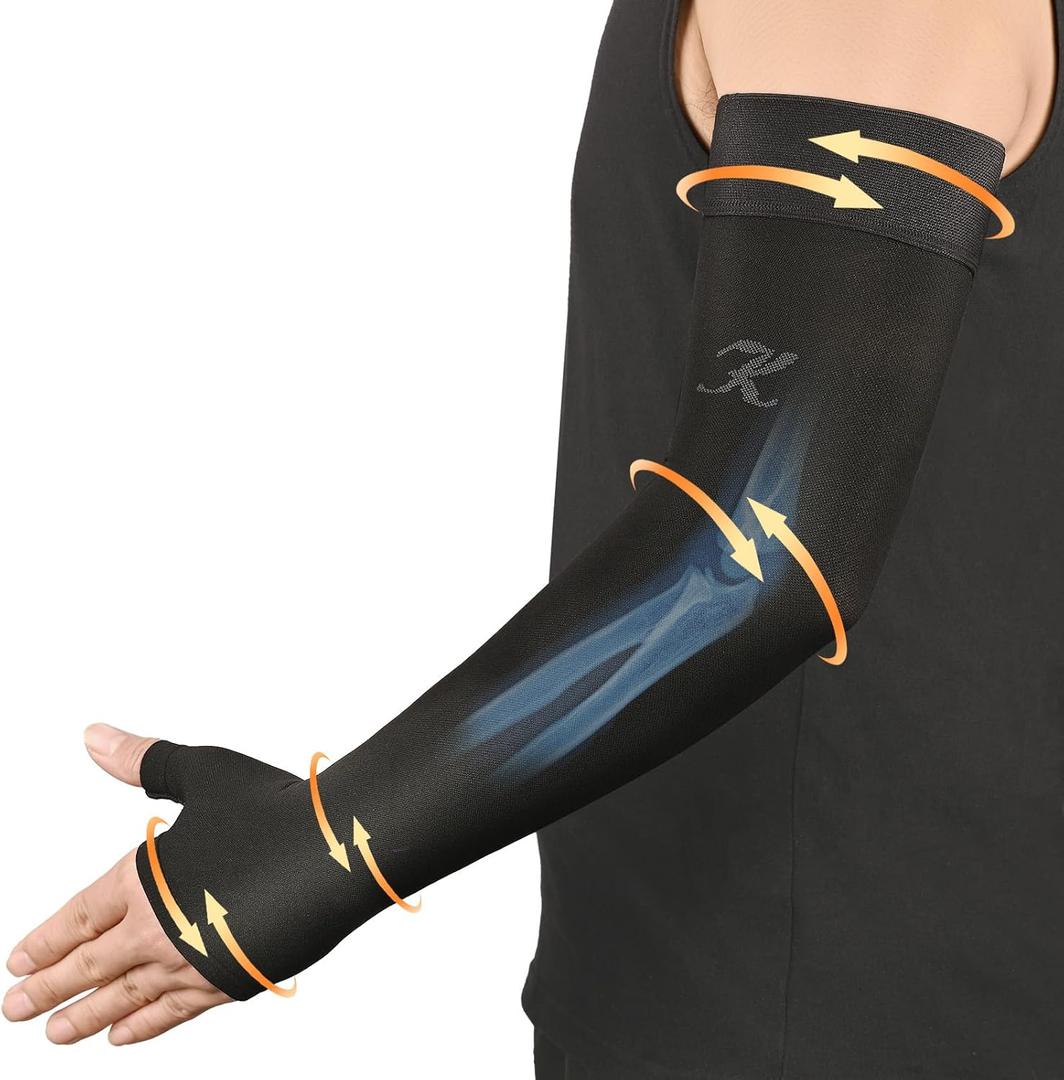 KEKING Lymphedema Compression Arm Sleeve with Gauntlet 20-30 mmHg, XXL