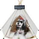 ANPPEX Small Dog Teepee Tent Indoor, Pet Teepee Tent for Small Dogs and Cats, Indoor Dog House with Thick Cushion, White, Size S