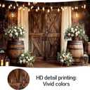 10X8FT Western Country Wedding Backdrop Rustic Barn Door White Flower Bridal Photography Backdrop Farmhouse Shabby Chic Countryside Wedding Party Banner Anniversary Floral Photo Booth Props Background