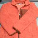 Amazon Essentials Women's Sherpa Long-Sleeve Mock Neck Full-Zip Jacket with Woven Trim, Pink/Brown Size S