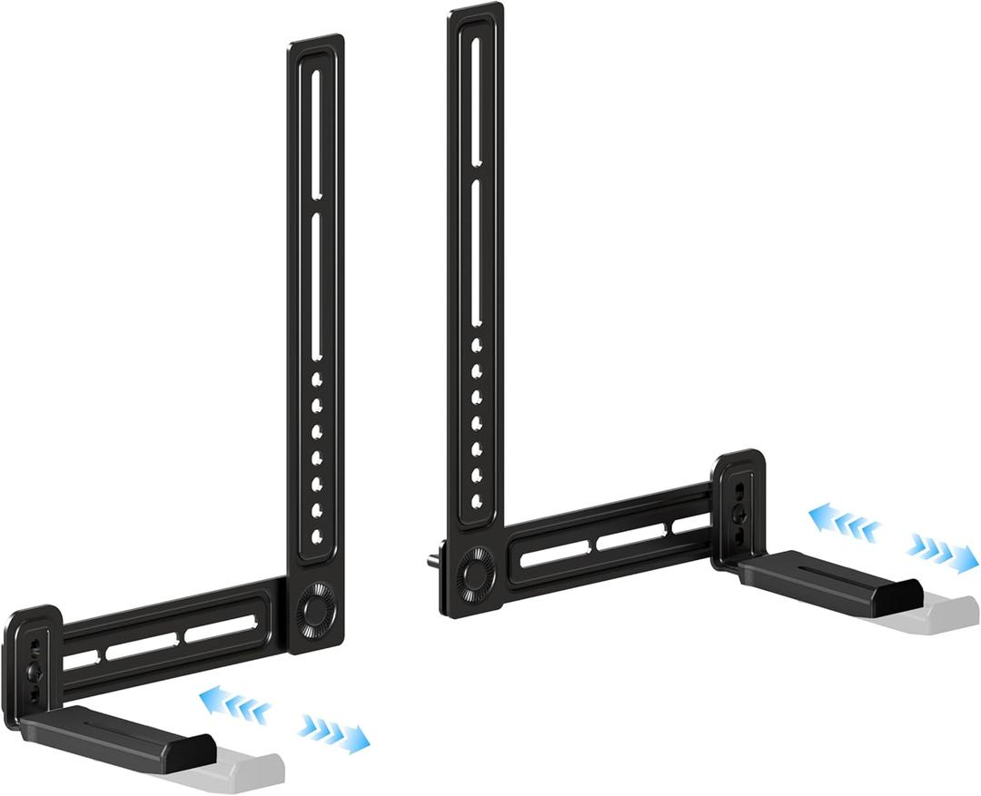 C YECEN Sound Bar Mounts Under TV or Above TV, Height & Depth Adjustable Soundbar Mountwith Detachable Extension Arms and L-Brackets
