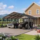 Wisteria Lane 20'x20' Metal Carport, Heavy Duty Carport for Outdoor | Car Port with Thicker Frame & Base, UV-Resistant & Waterproof All-Weather Outdoor Shelter for Boats, Tractors, Pickup Trucks