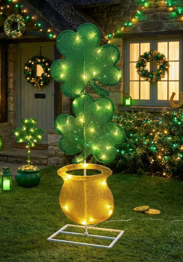 St. Patrick's Day Theme Lighted Yard Signs, 42 Inch St Patricks Day Yard Outdoor Decorations for Saint Patrick Irish Home Lawn Patio Backyard Garden Decor(Shamrock)
