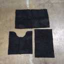 LINLA 3 Pieces Bathroom Rug Set, Absorbent Non Slip Chenille Bath mat, Thick Plush Chenille Carpet Mats Set,Washable Dry Quickly with U-Shaped Toilet Mat for Tub, ShowerBlack (32"x20"+ 24"x17"+ U Shape 20"x20")
