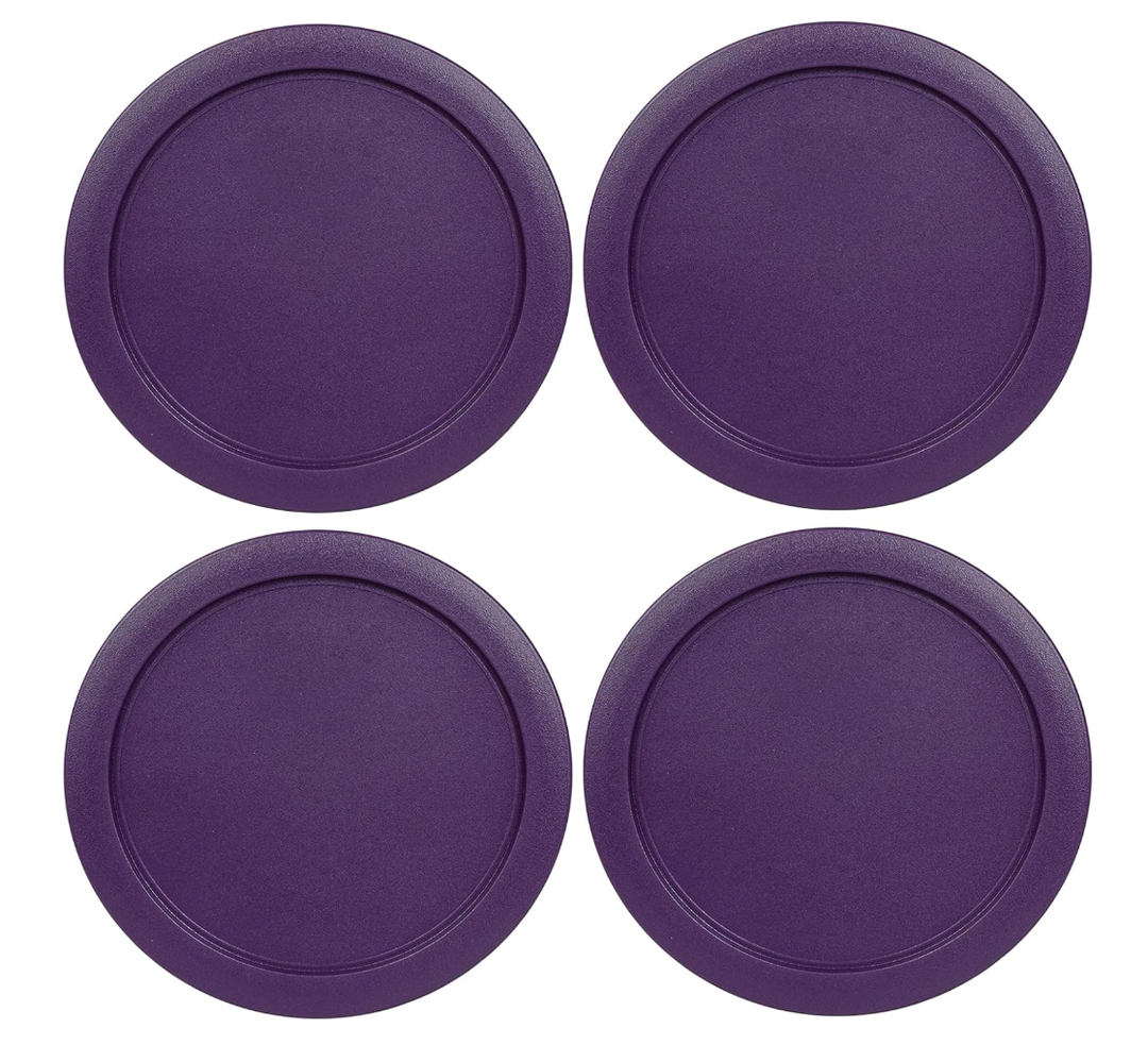 Replacement Lids fits Pyrex 1-Cup (4" Smallest Size) Glass Food Storage Container Bowls, 4-Inch Plastic Round Lids Covers for Pyrex 7202-PC, Airtight & Leakproof (4-Pack, Fuchsia)