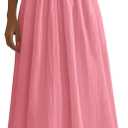 PRETTYGARDEN Maxi Dresses for Women 2025 Summer Casual Sleeveless Patchwork Flowy Vacation Sundress Knit Long Work Tank Dress (Medium, Pink)