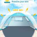 Glymnis Beach Tent Sun Shelter for 3 Person with UPF 50+ UV Protection, Lightweight & Easy Setup Beach Shade Canopy with Vent Windows & Zippered Door - Blue