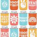12-Pack Retro Bachelorette Party Can Cooler 70s Theme Beverage Sleeves Favor for Disco Bridal Shower Party Supplies Hippies Groovy Party Decorations